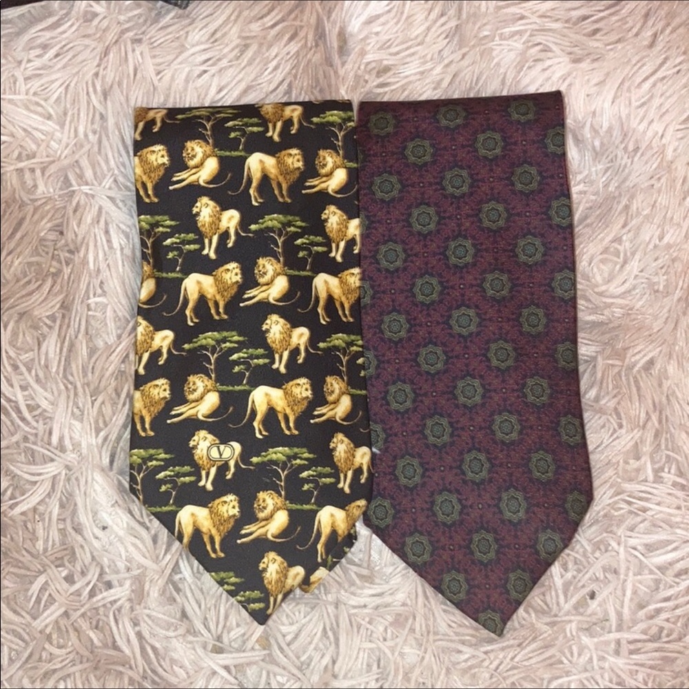 Designer luxury 100% silk tie bundle 2pc Dior Valentino